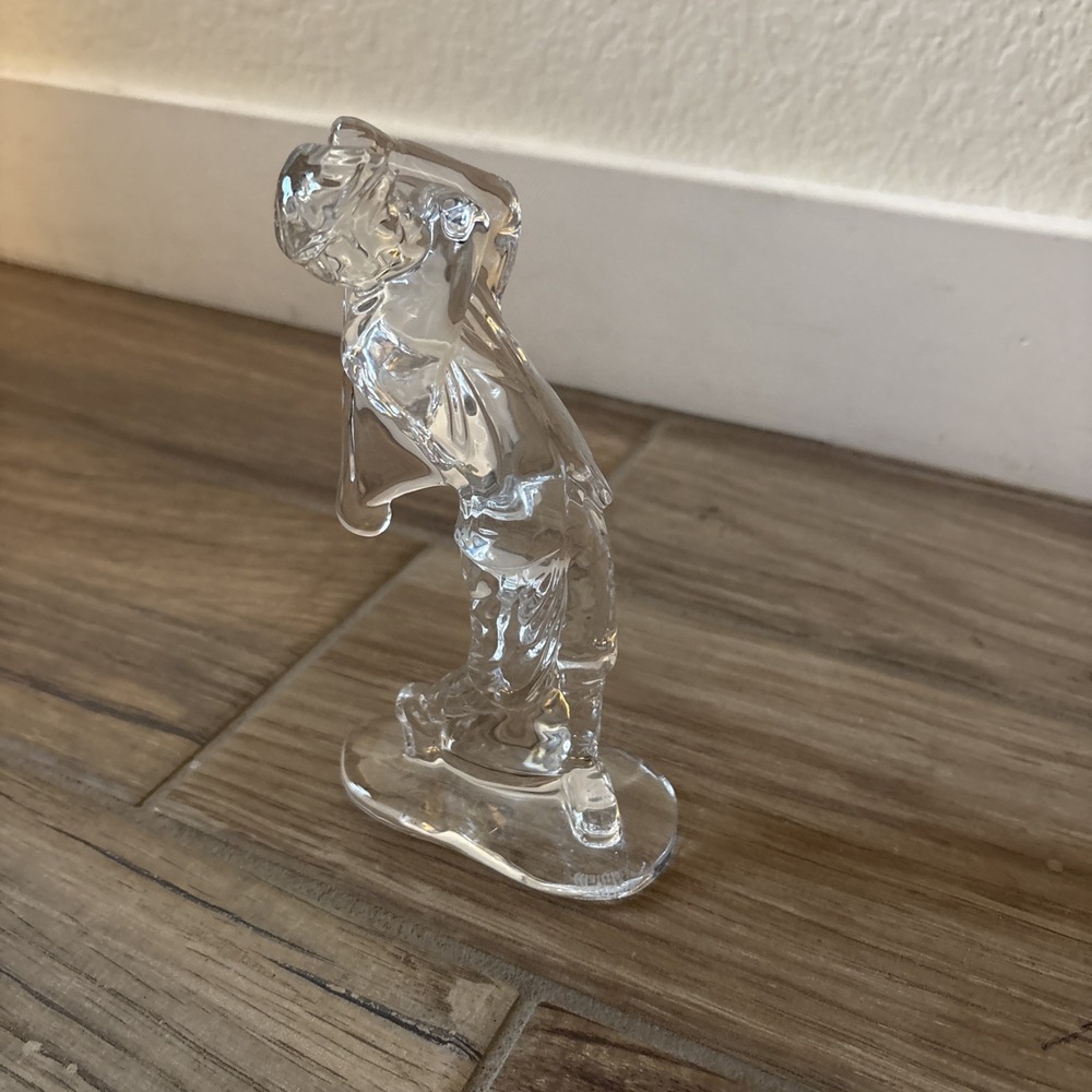 Waterford Crystal Golfer Sculpture Signed Clear Glass Figurine 7 Inch